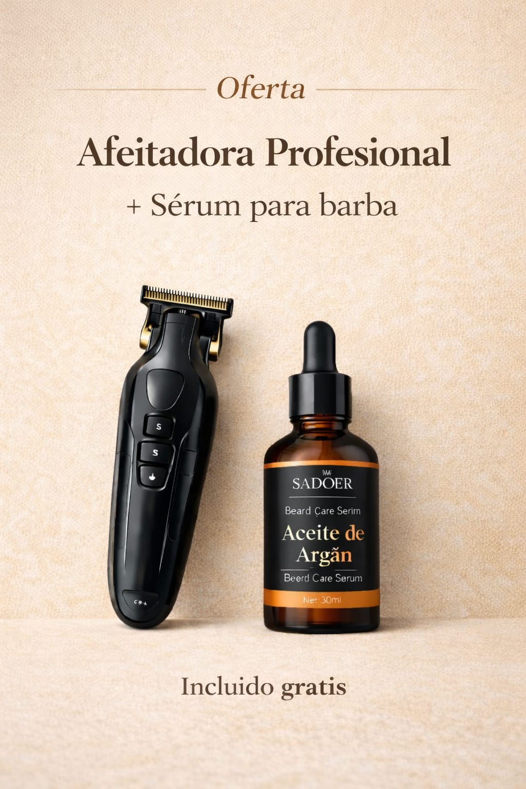 Afeitadora profesional Incluye Sérum para Barba con aceite de Argán