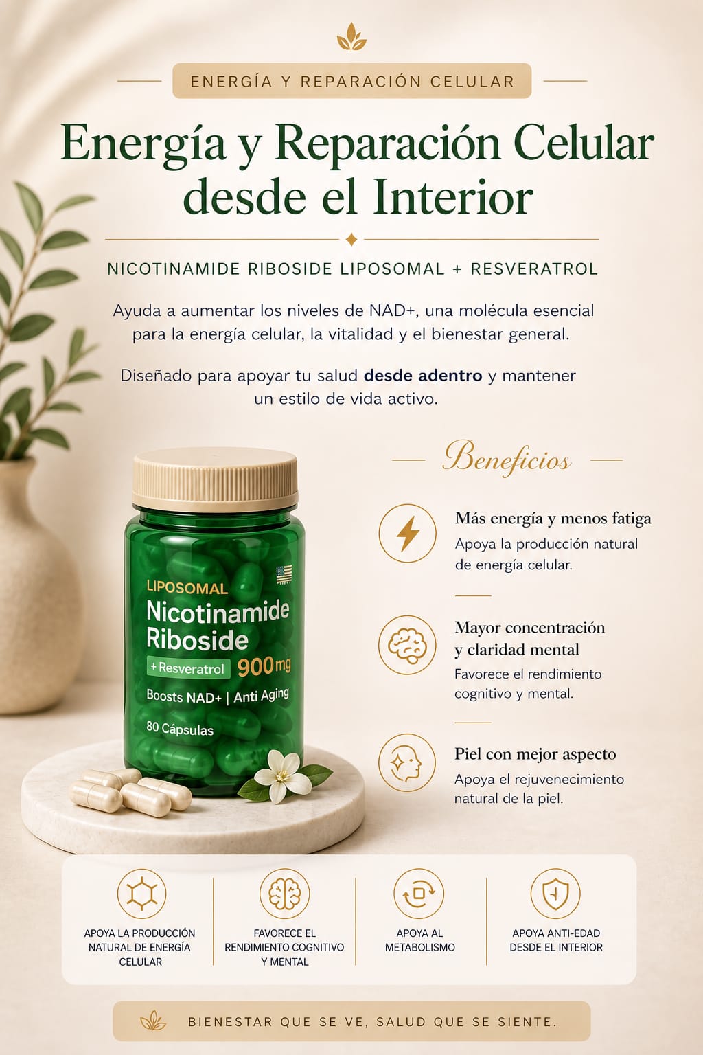 NAD+ Resveratrol Incluye Mascarilla de colágeno